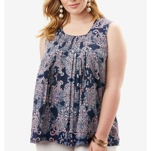 Sleeveless Paisley Print Blouse, Size 22W